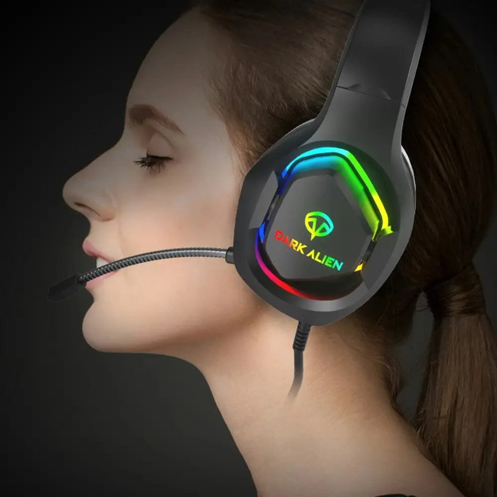 Noise Cancelling Headphones Subwoofer Luminous Band Microphone Gaming Headphones