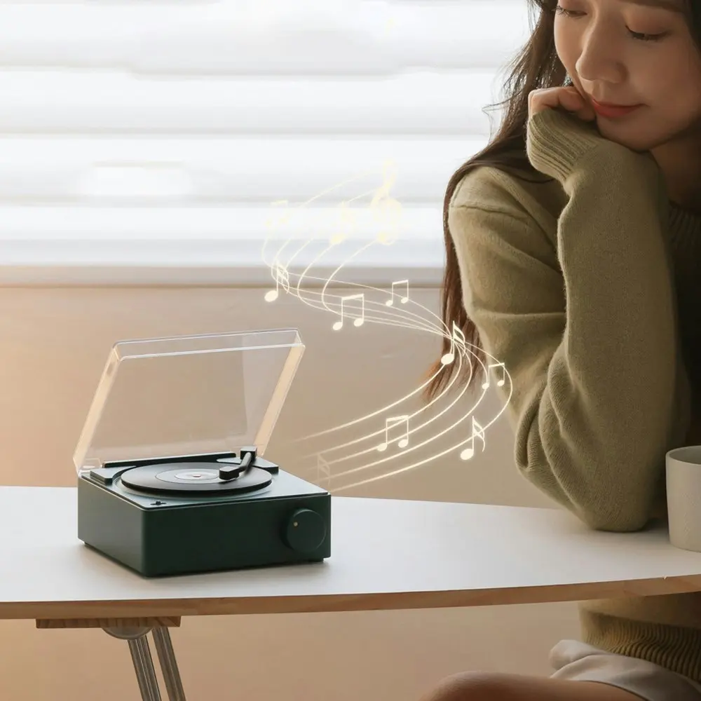 Retro Alarm Clock Vinyl Record Bluetooth Speaker