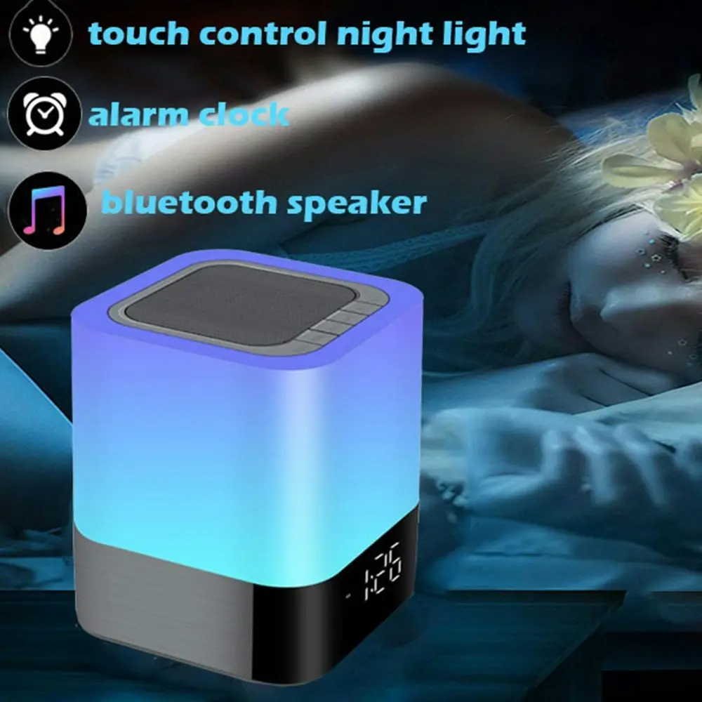 Bluetooth Speaker Night Lights Alarm Clock Bluetooth Speaker MP3 Player