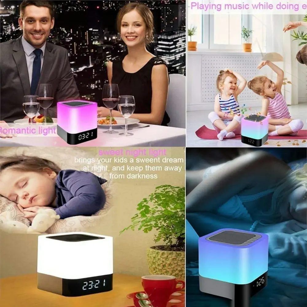 Bluetooth Speaker Night Lights Alarm Clock Bluetooth Speaker MP3 Player