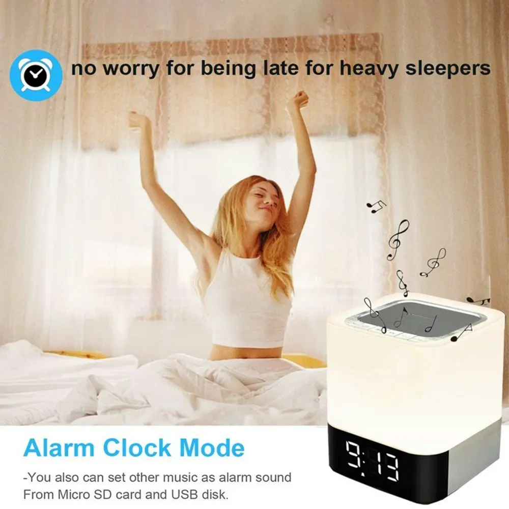 Bluetooth Speaker Night Lights Alarm Clock Bluetooth Speaker MP3 Player