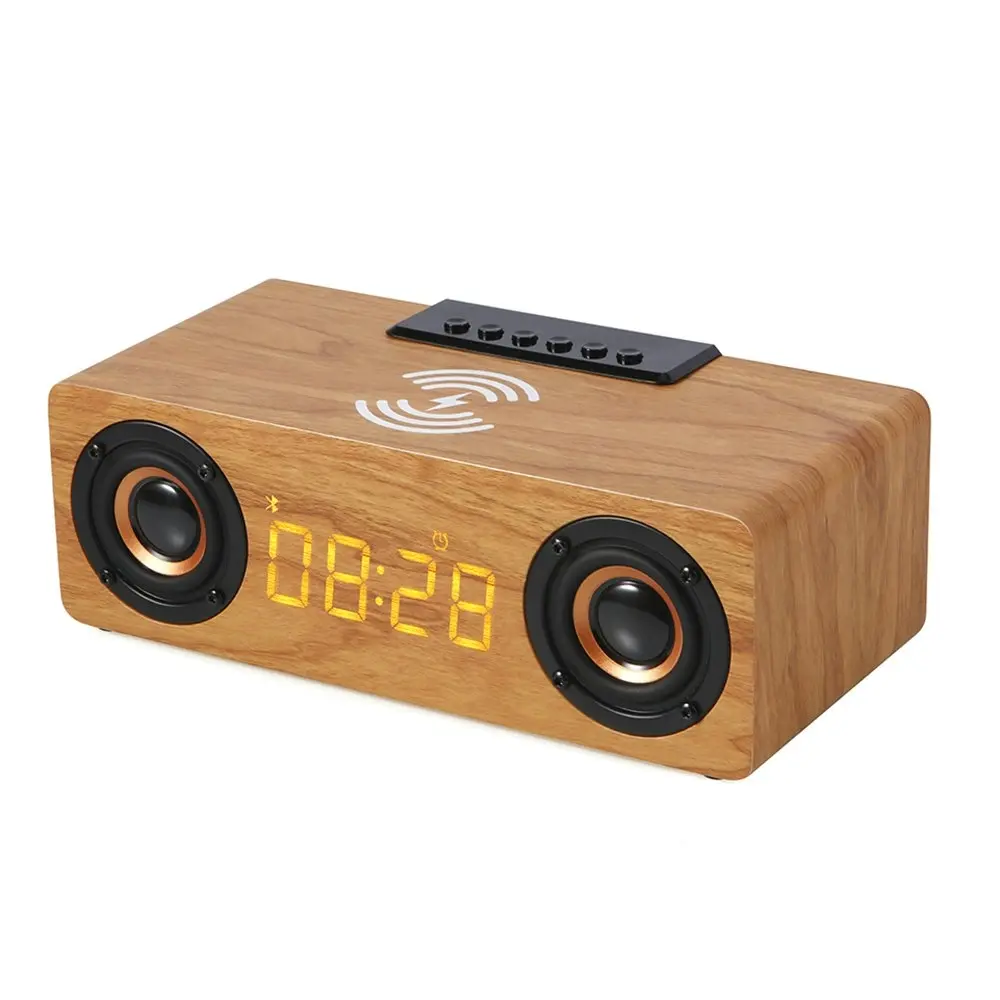 Multi-function Wooden Wireless Bluetooth Speaker LED Alarm Clock