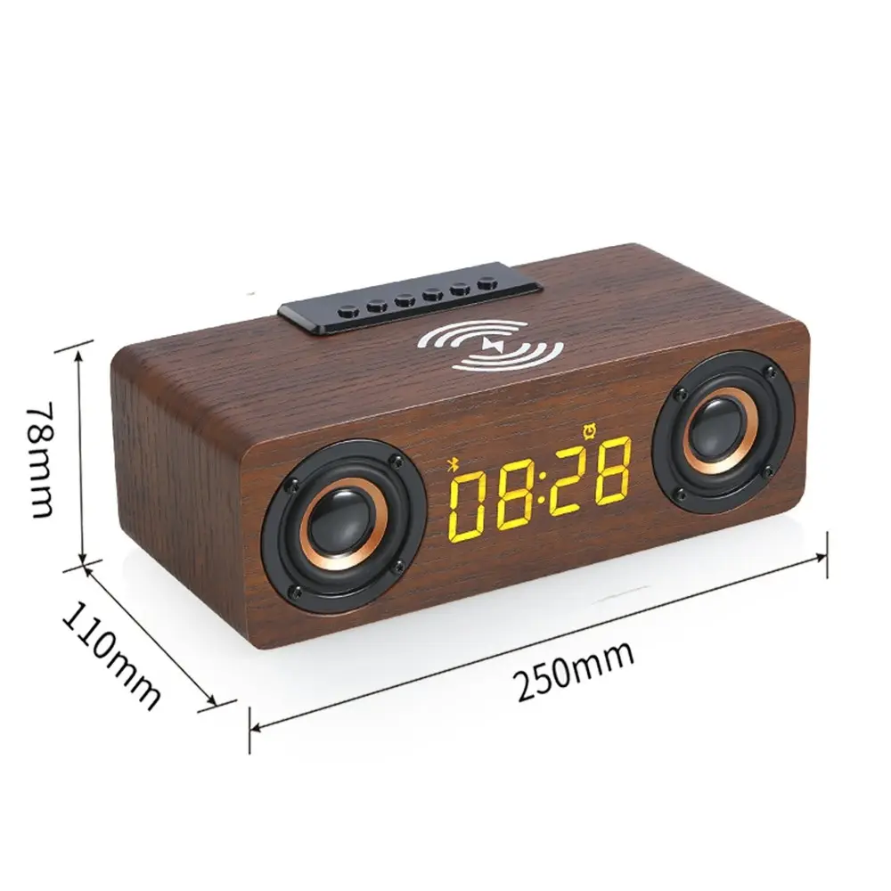 Multi-function Wooden Wireless Bluetooth Speaker LED Alarm Clock