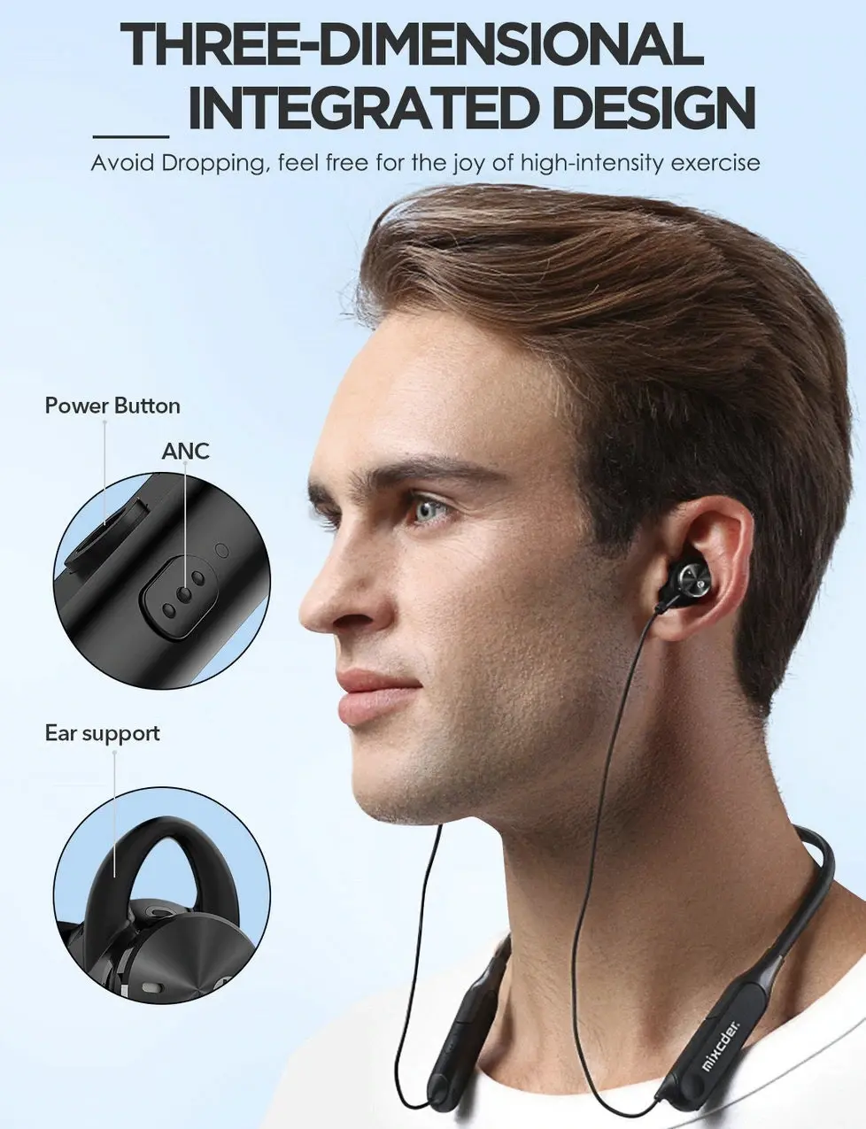 Mixcder RX ANC Bluetooth Earphone Active Noise Cancelling In-ear Headset with Mic Magnetic Neckband