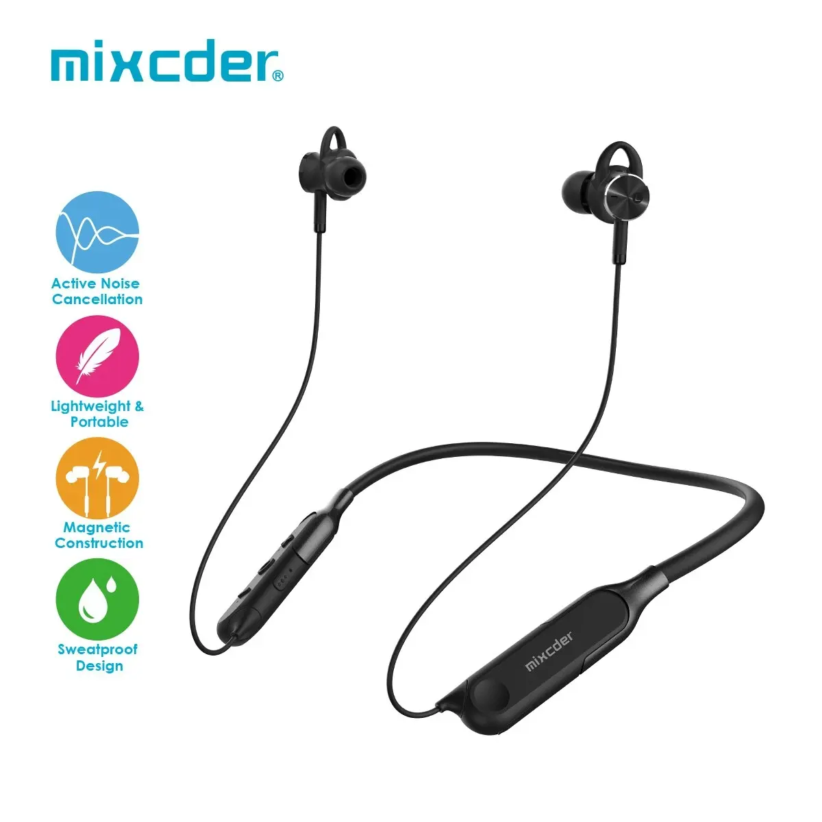 Mixcder RX ANC Bluetooth Earphone Active Noise Cancelling In-ear Headset with Mic Magnetic Neckband