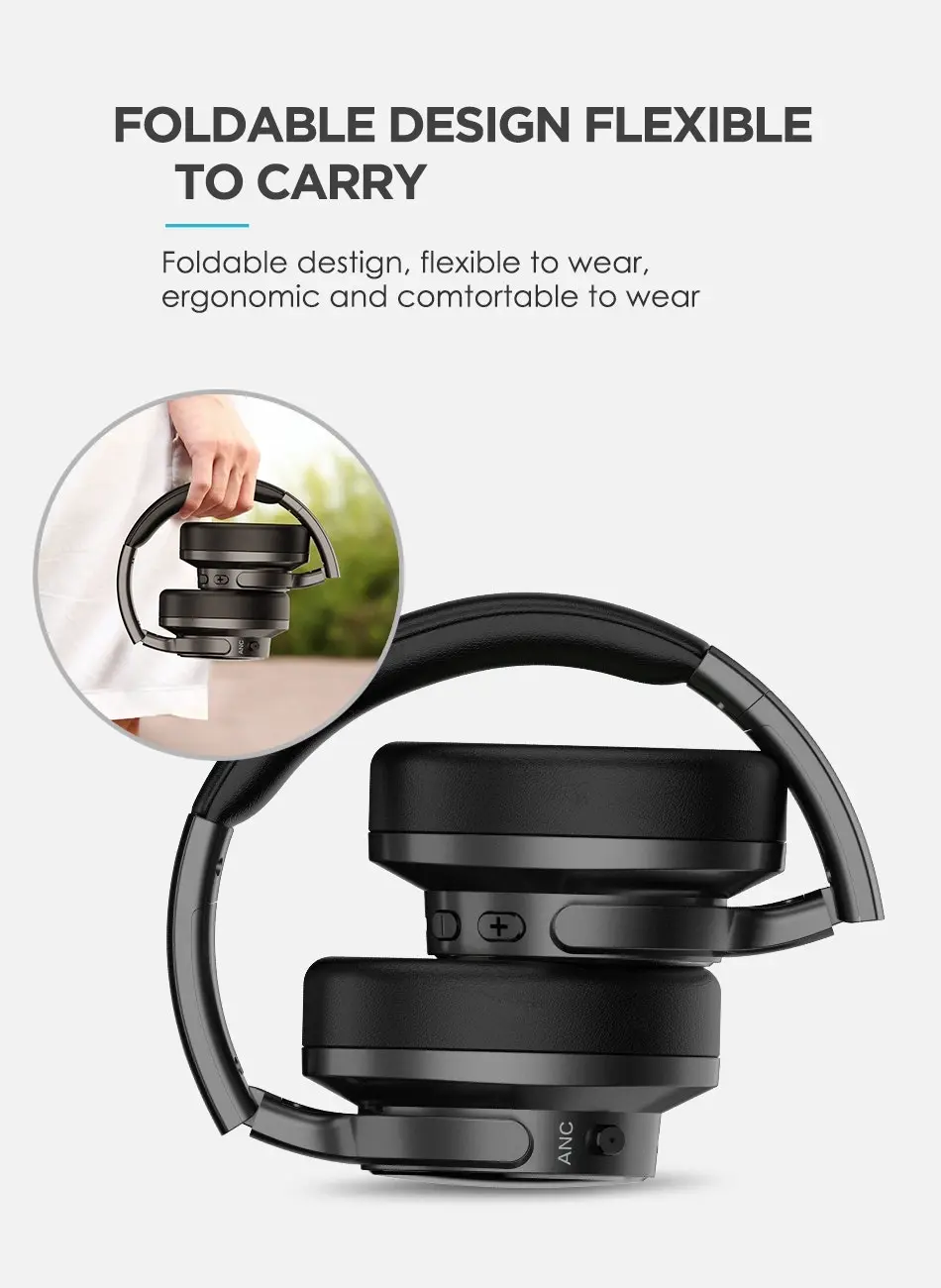 Mixcder E9 Wireless Active Noise Cancelling Headphones Foldable Headset