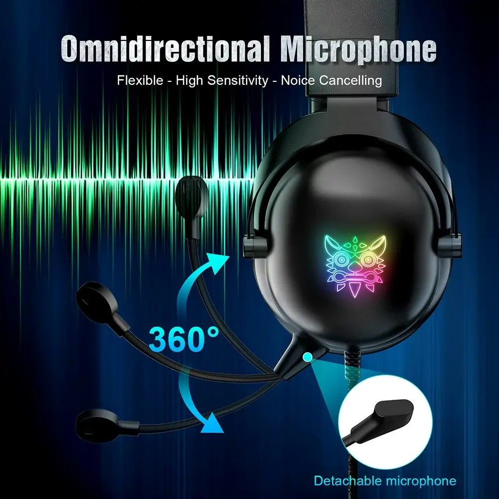 Onikuma X11 RGB Gaming Headset Noise Canceling Gaming Headphones with Mic