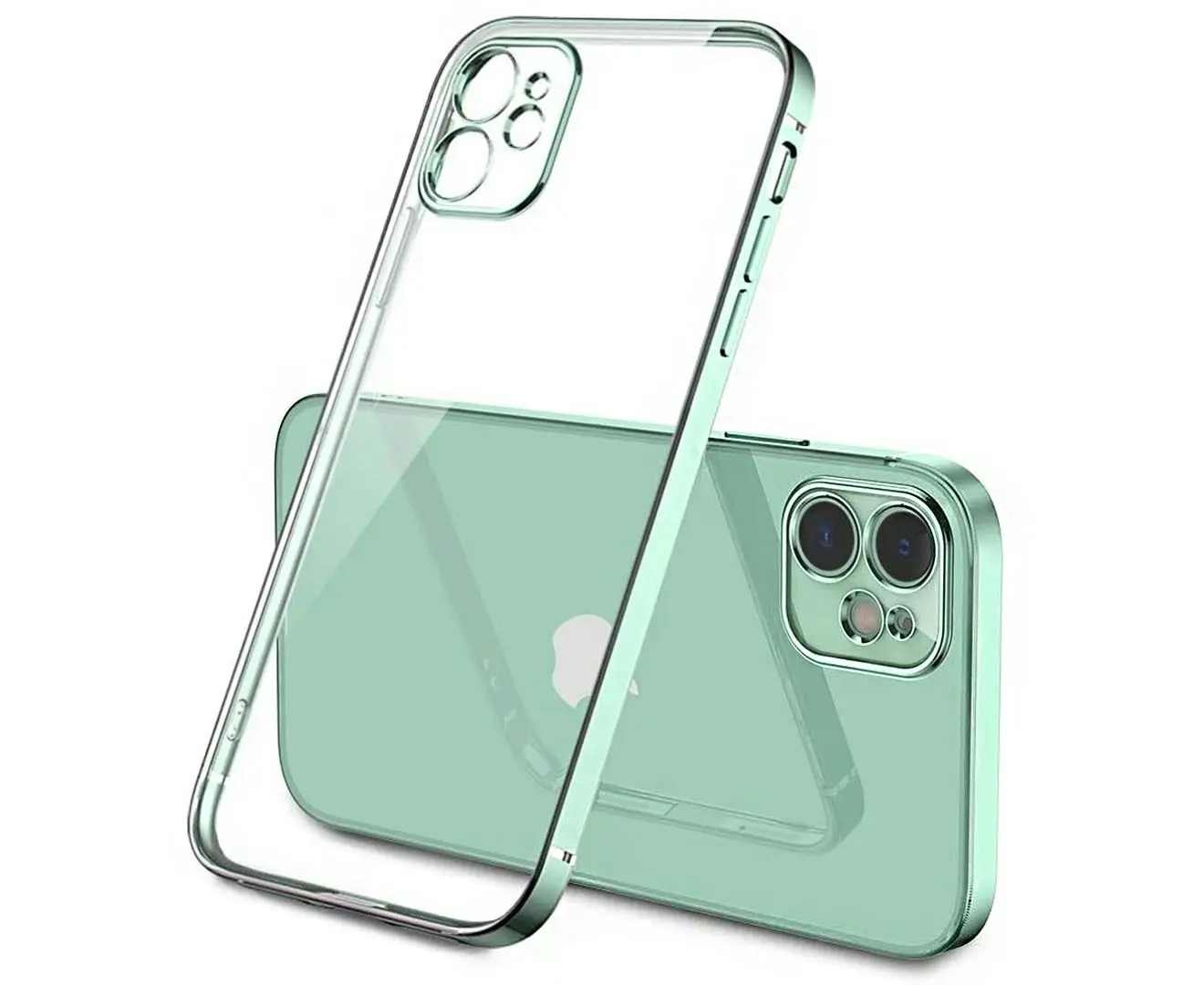 Luxury Square Frame Plating TPU Transparent Case for iPhone 12 series