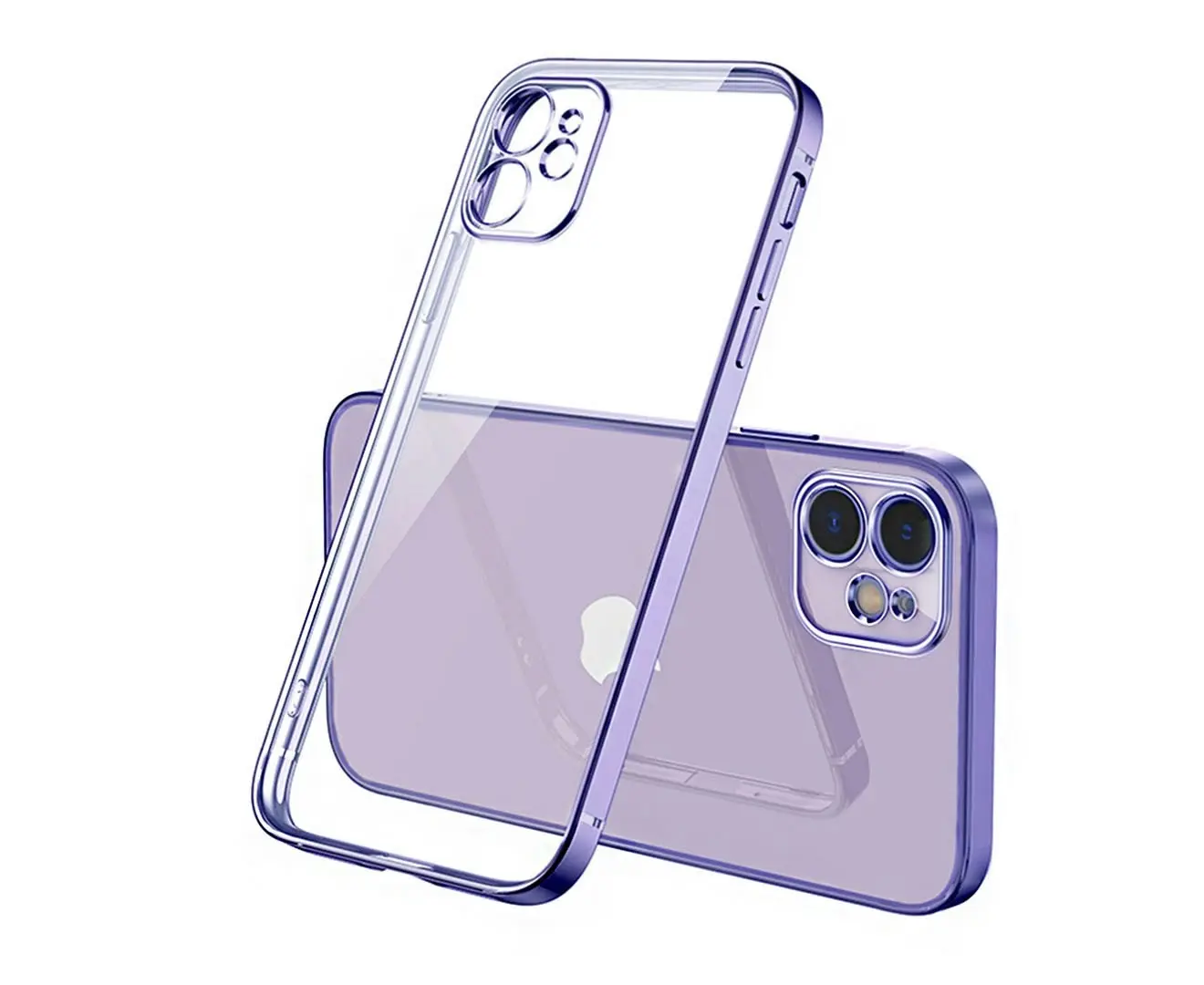 Luxury Square Frame Plating TPU Transparent Case for iPhone 12 series