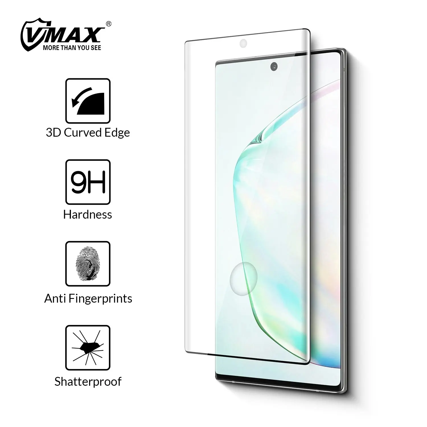 Vmax 3D Curved Full Cover Premium Tempered Glass Screen Protector for Samsung Phones