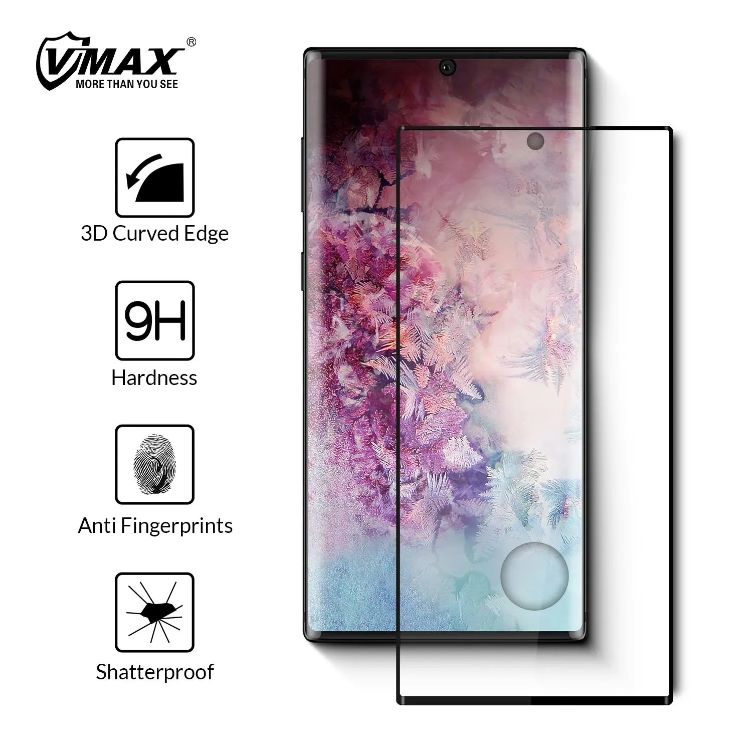 Vmax 3D Curved Full Cover Premium Tempered Glass Screen Protector for Samsung Phones