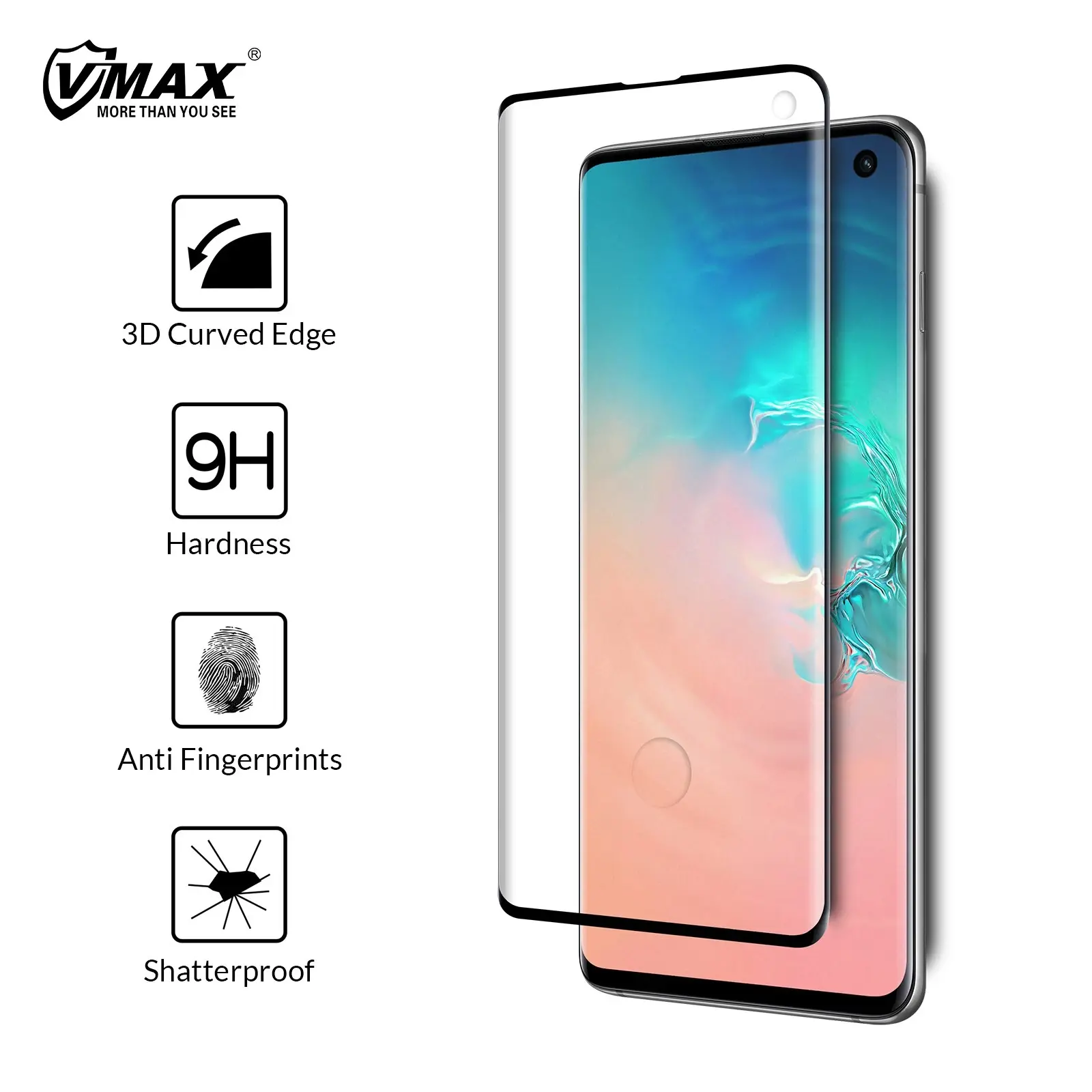 Vmax 3D Curved Full Cover Premium Tempered Glass Screen Protector for Samsung Phones