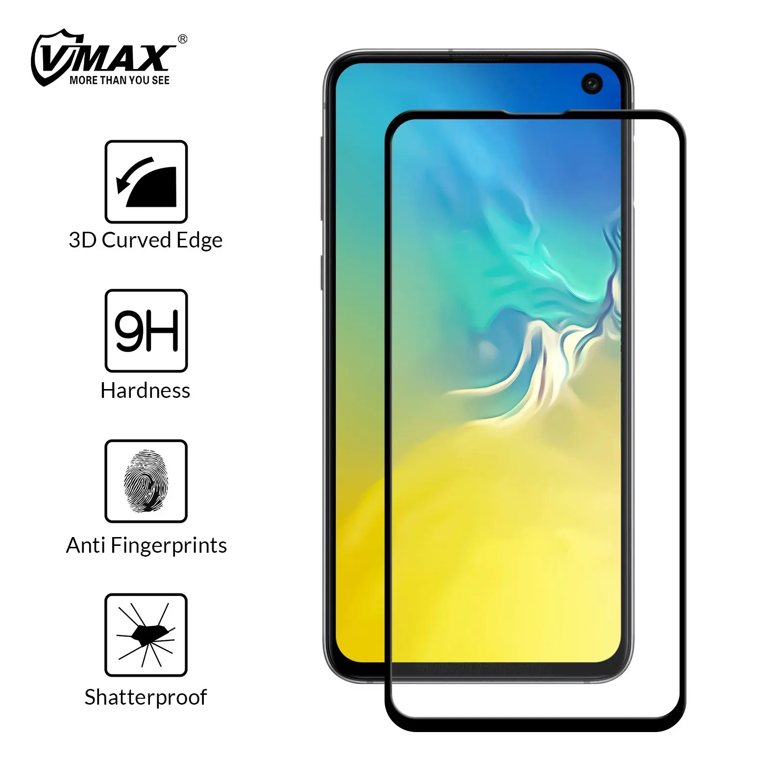 Vmax 3D Curved Full Cover Premium Tempered Glass Screen Protector for Samsung Phones