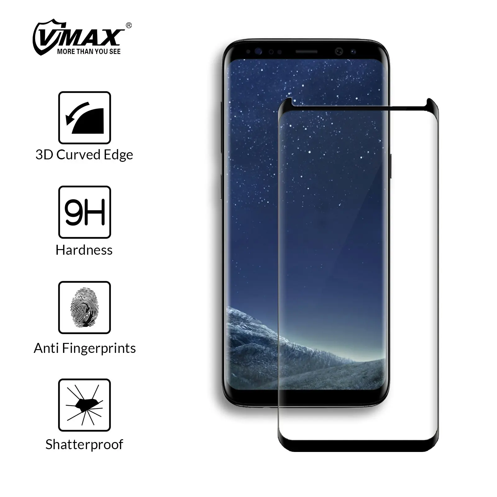 Vmax 3D Curved Full Cover Premium Tempered Glass Screen Protector for Samsung Phones