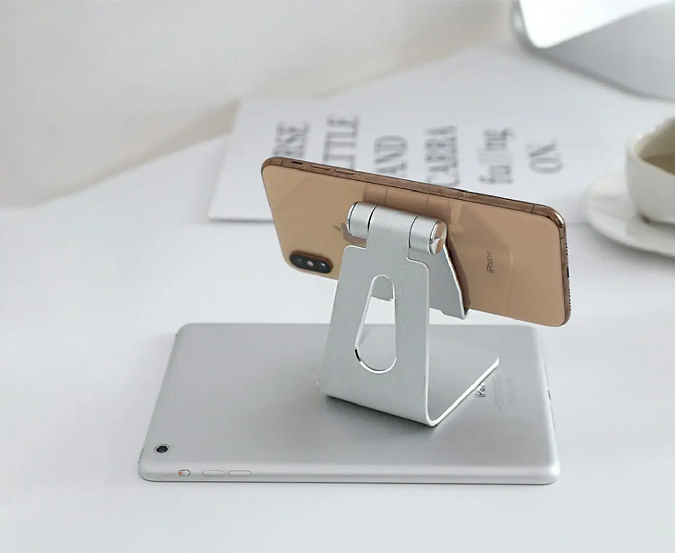 Adjustable Aluminum Phone Holder Tablet Stand Foldable Portable for iPhone or iPad