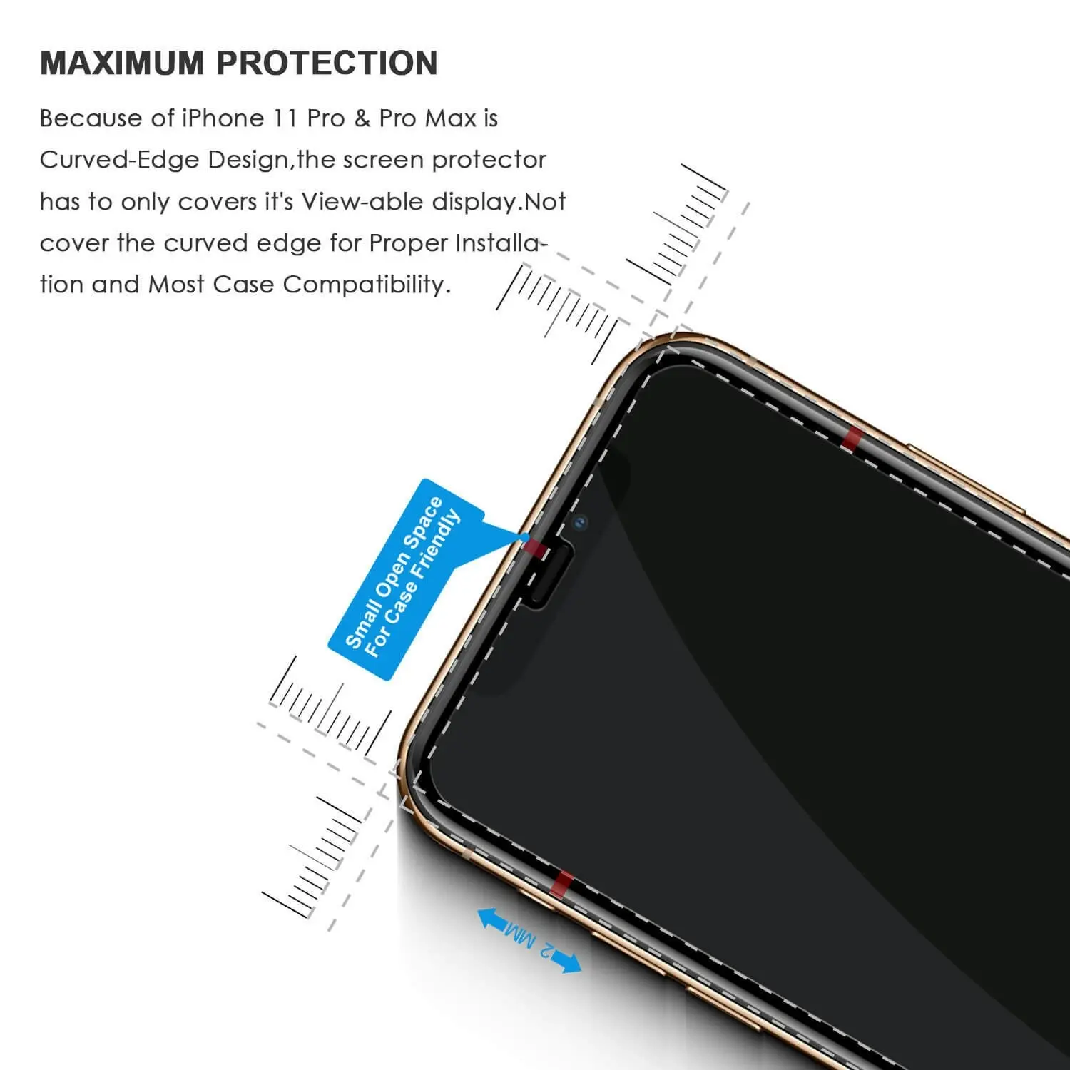 Vmax 2.5D Round Edge High Transparent Tempered Glass Screen Protector for iphone