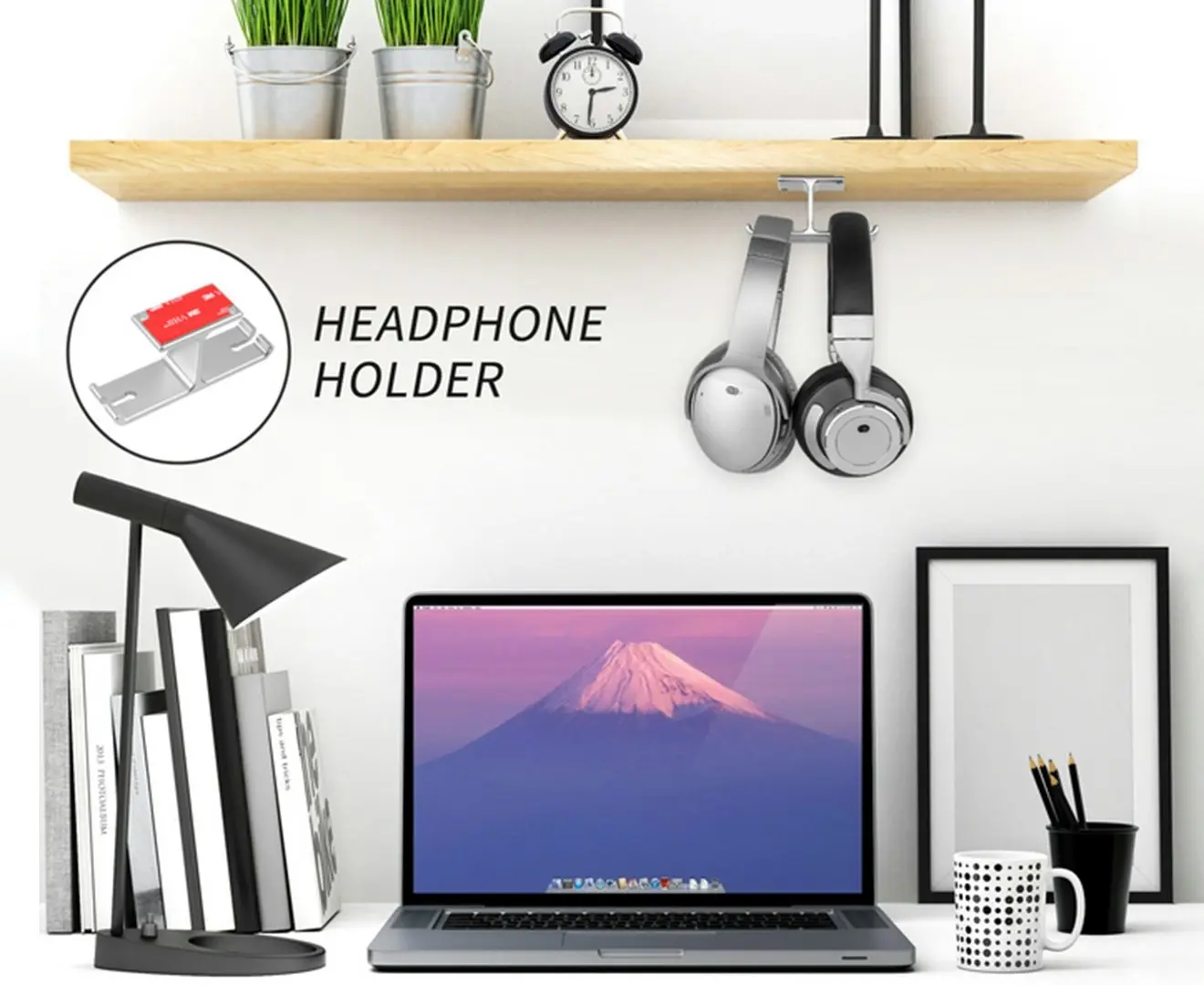 Aluminum Universal Portable Dual Headphone Holder Headset Hanger Holder