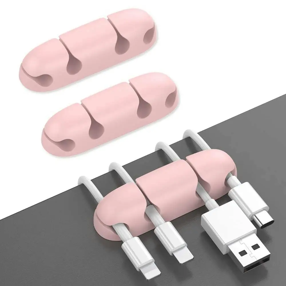 3pcs Silicone desktop cable fixer data cable organizer-Four-clip cable holder