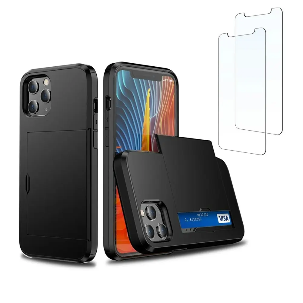 Card-Slot Protection Case with 2 Pack Tempered film for iPhone