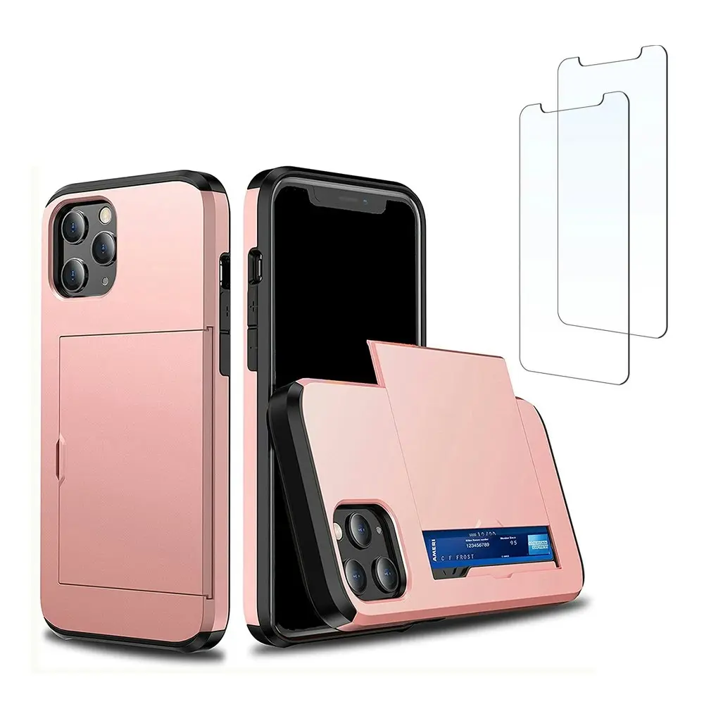 Card-Slot Protection Case with 2 Pack Tempered film for iPhone