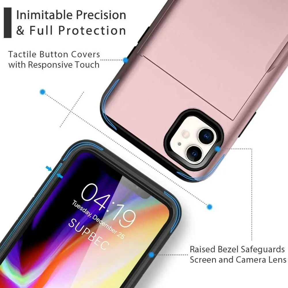 Card-Slot Protection Case with 2 Pack Tempered film for iPhone