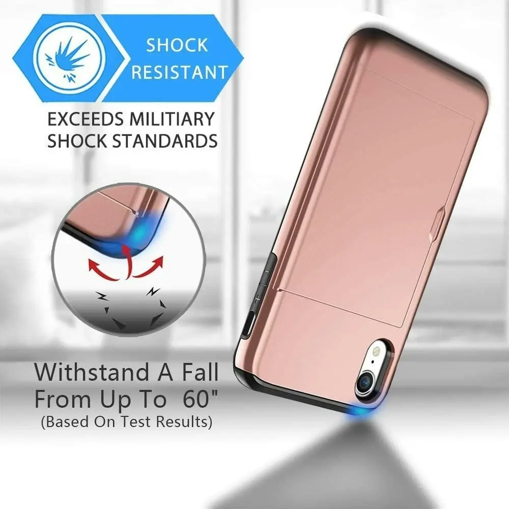 Card-Slot Protection Case with 2 Pack Tempered film for iPhone