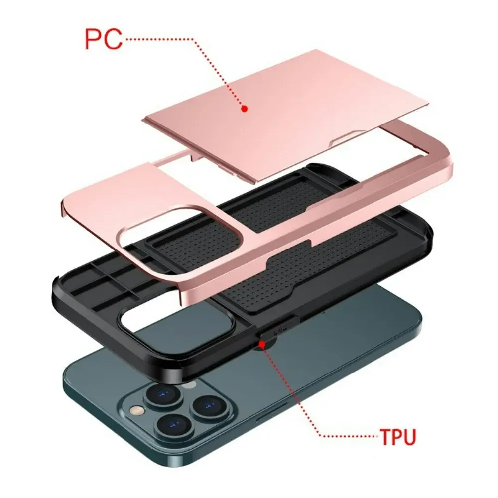 Card-Slot Protection Case with 2 Pack Tempered film for iPhone