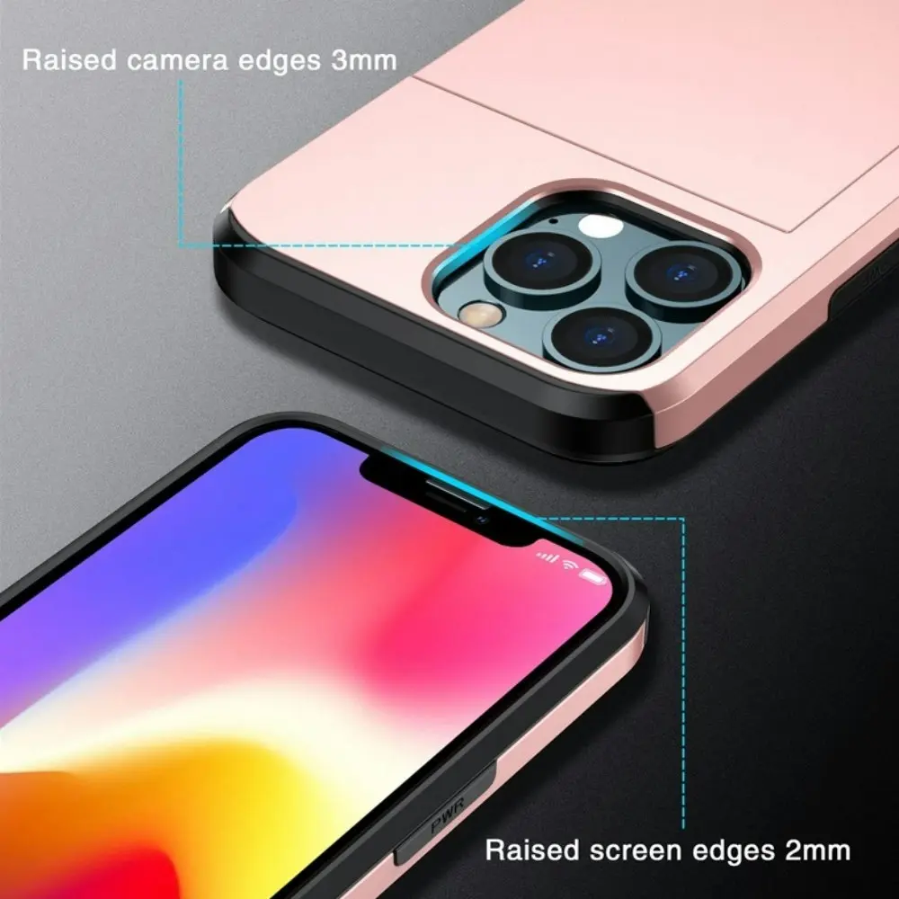 Card-Slot Protection Case with 2 Pack Tempered film for iPhone