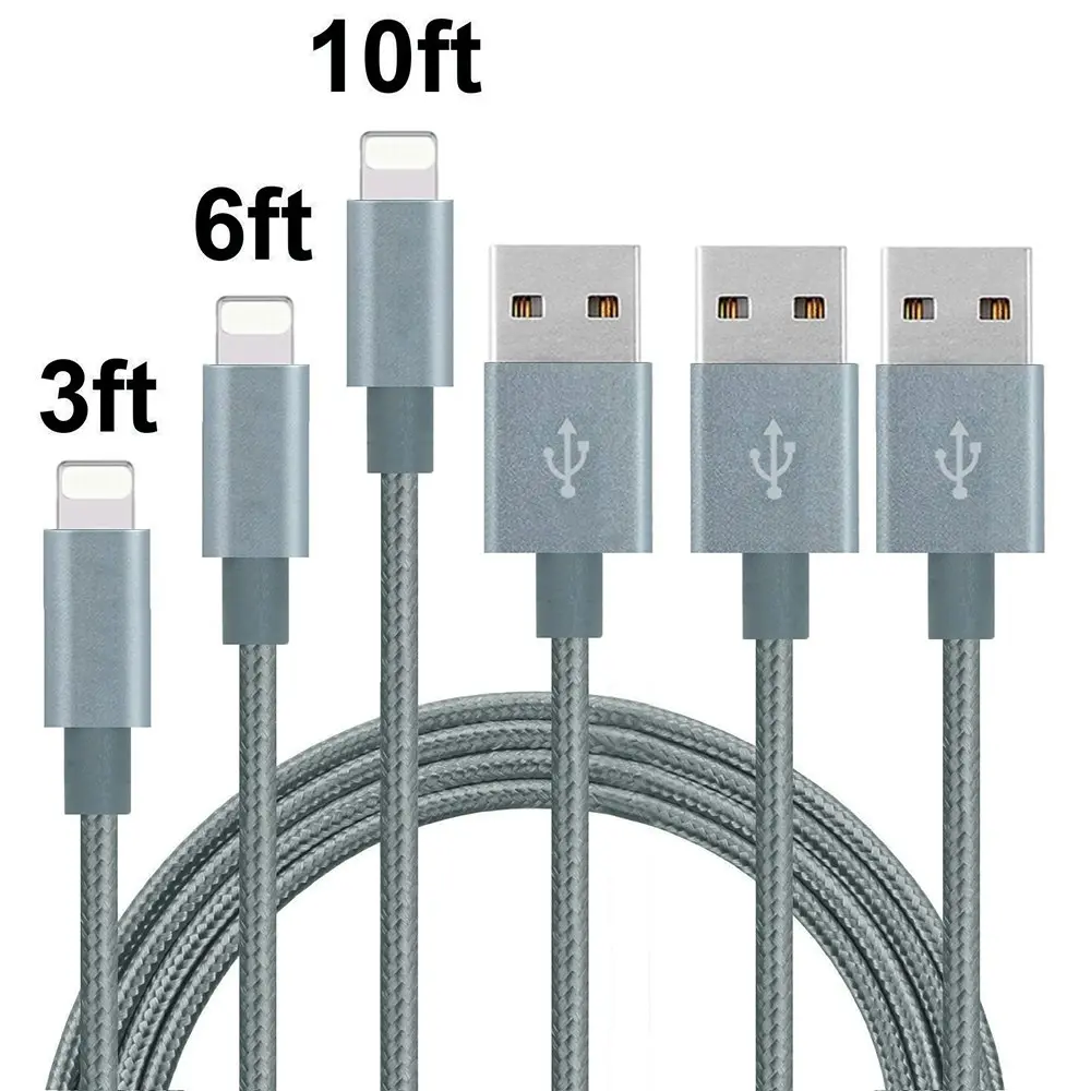 Three-Pack of Braided Universal Lightning Cables for iPad or iPhone