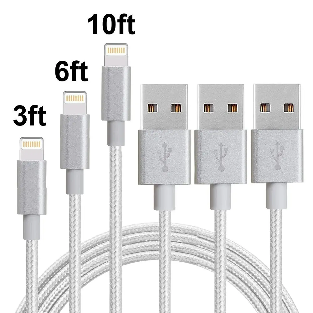 Three-Pack of Braided Universal Lightning Cables for iPad or iPhone