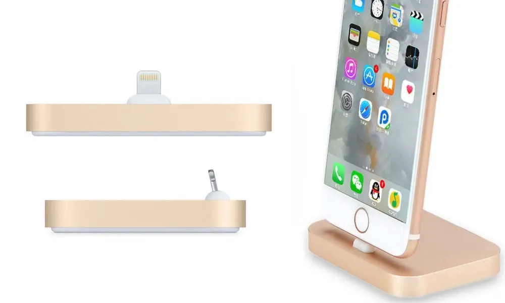 Aluminium Charging Dock Charger Mount Stand Station for iPhone with Braided Cable