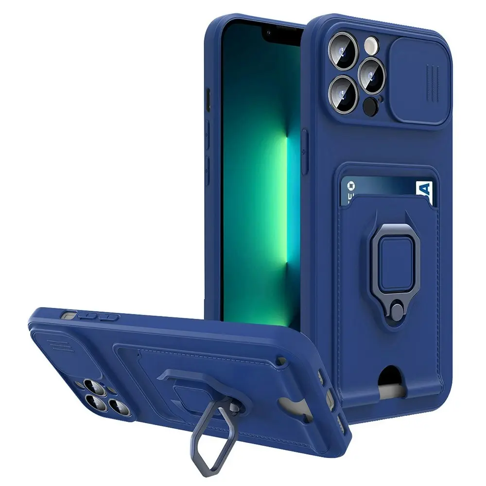 Zipper holster insert card phone case for iPhone 13/13pro series-Blue