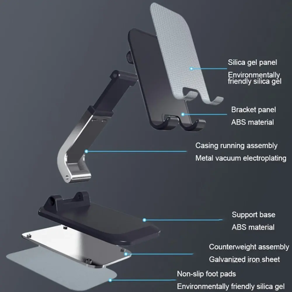 Foldable Mobile Phone Desktop Holder Aluminum Alloy Phone Stand Lazy Bracket