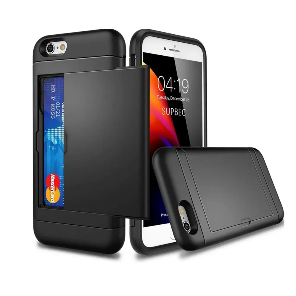 Card-Slot Protection Case with 2 Pack Tempered film for iPhone 6/Iphone 6S