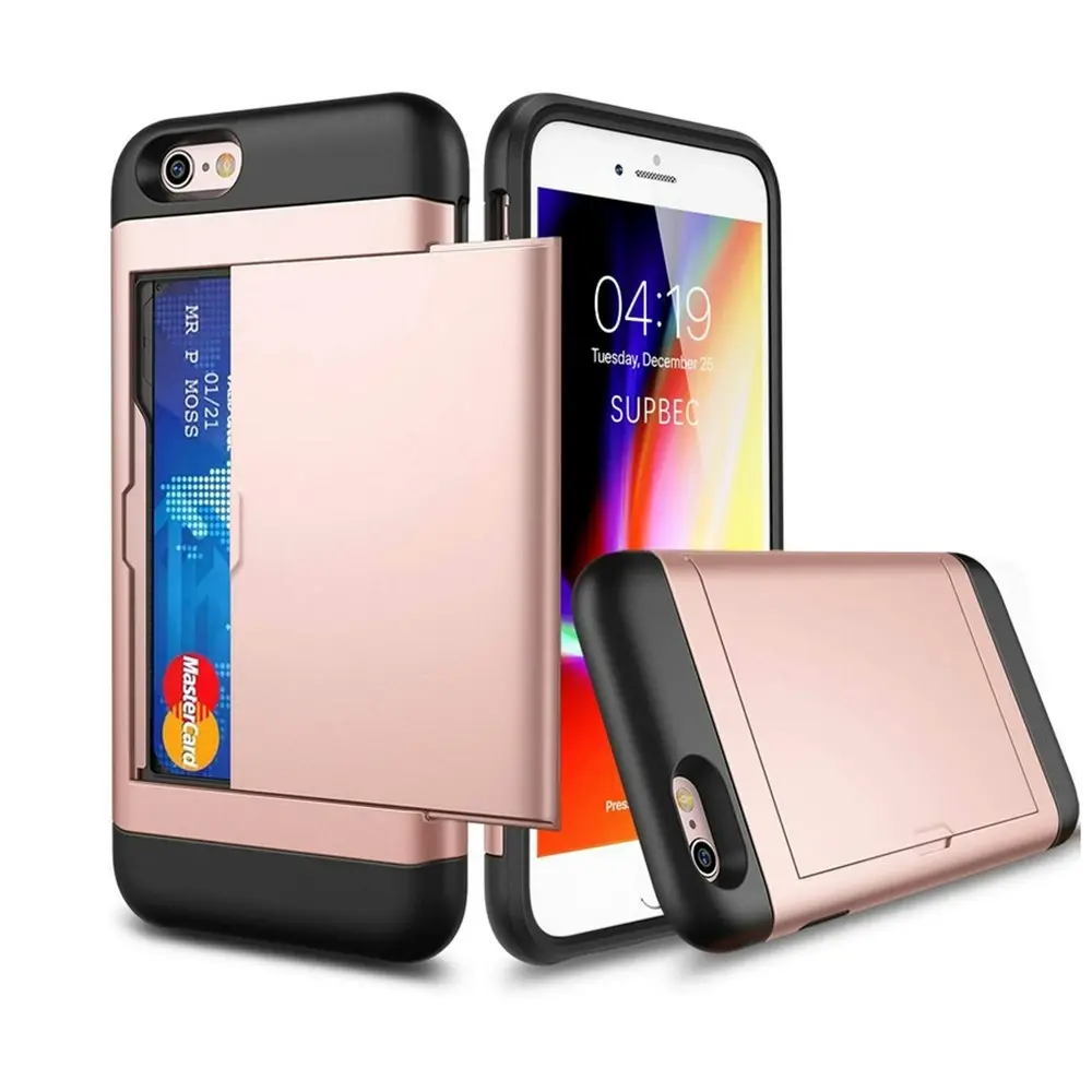 Card-Slot Protection Case with 2 Pack Tempered film for iPhone 6/Iphone 6S