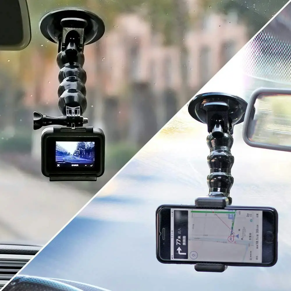 Flexible Suction Cup Car Phone Holder With Adjustable Gooseneck For Gopro