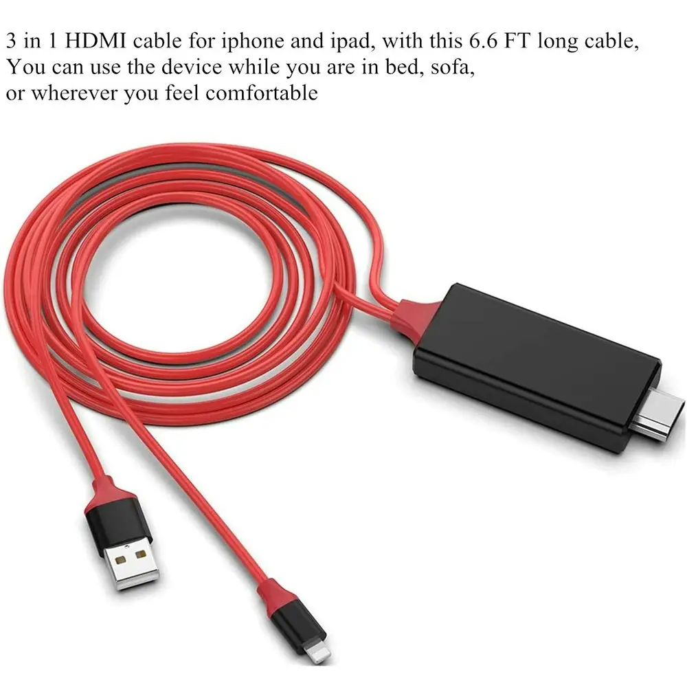 For iPhone to HDMI Digital TV Adapter Cable For iPhone 14 13 12 11 Pro XS iPad