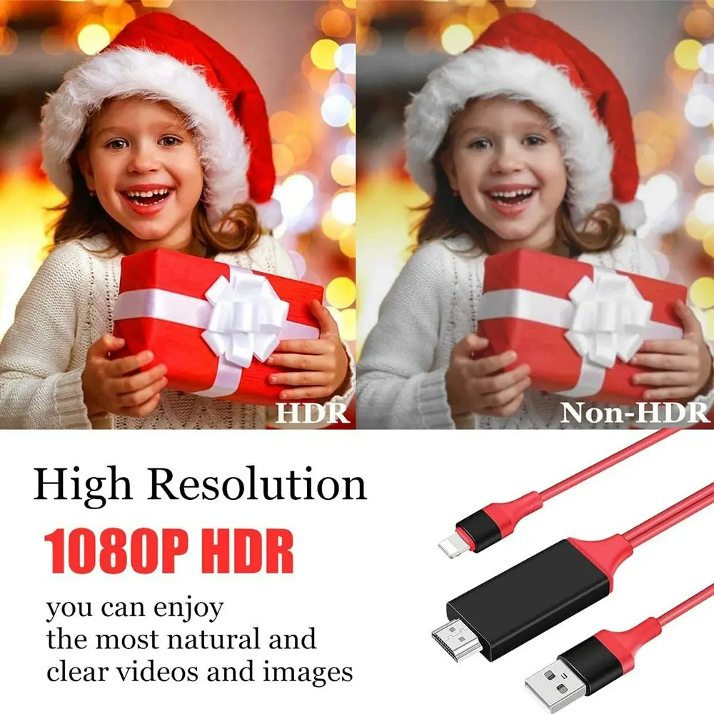 For iPhone to HDMI Digital TV Adapter Cable For iPhone 14 13 12 11 Pro XS iPad