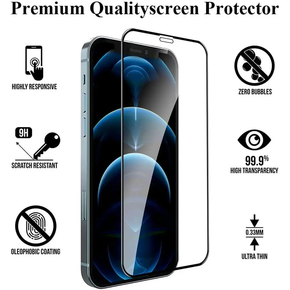 3 pack Tempered Glass Screen Protectors for iPhone 12/12Pro/12 pro Max