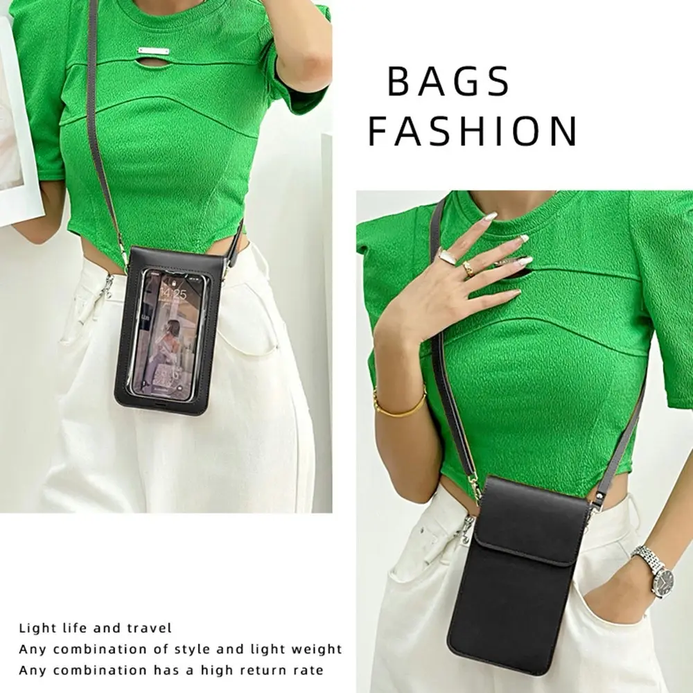 Women Touchscreen Crossbody Bag Waterproof Phone Purse Bag With Clear Window