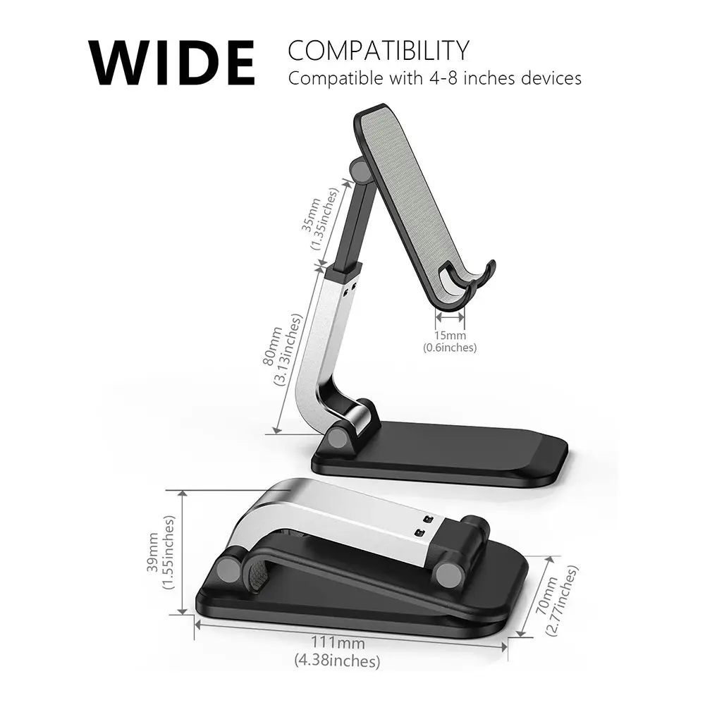 2 Pack Adjustable Desktop Cell Phone Stand Foldable Portable Phone Holder