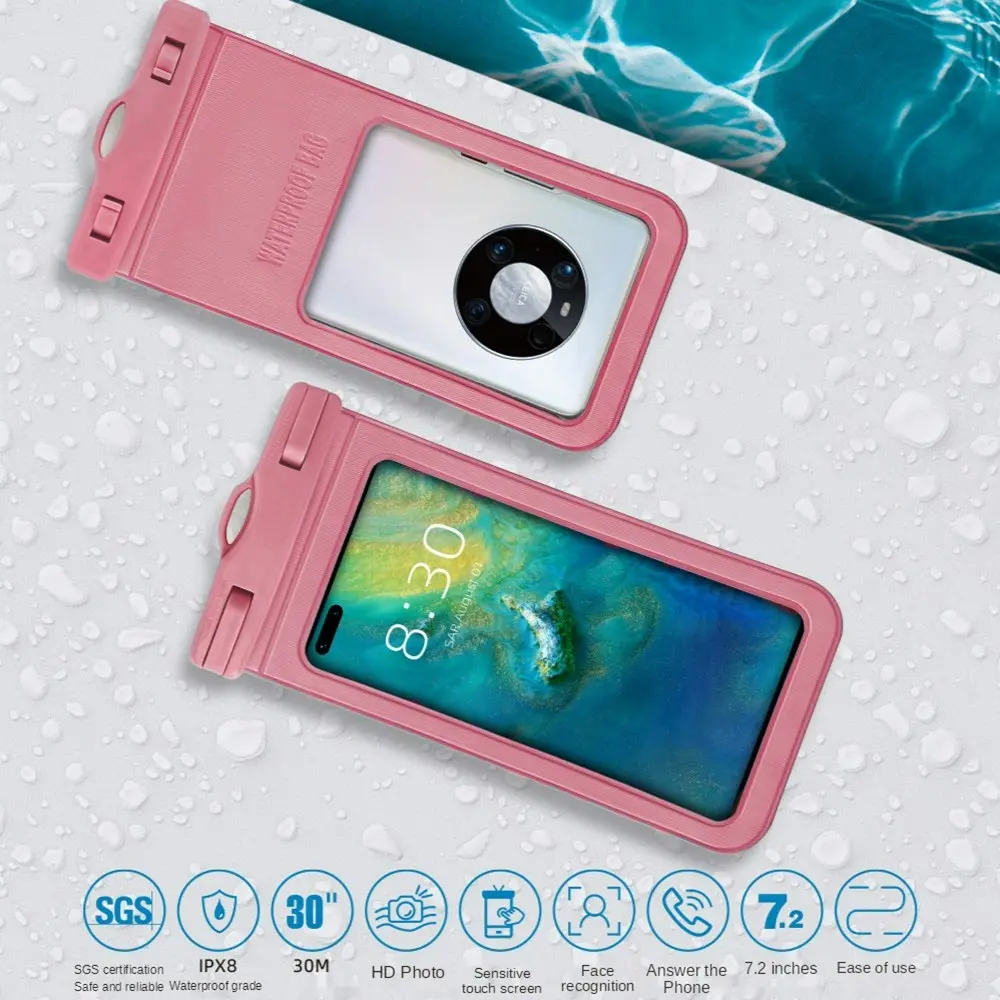 2pcs Diving swimming mobile phone waterproof cover transparent phone bag