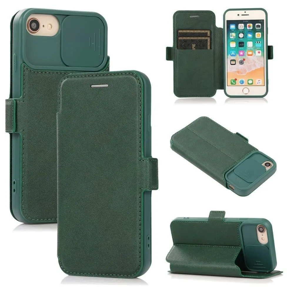 Card-Slot Phone Case With Slide Camera Cover For iPhone 6/7/8/11/12/13