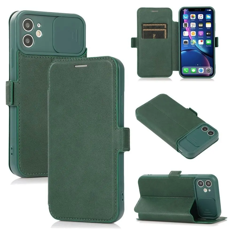 Card-Slot Phone Case With Slide Camera Cover For iPhone 6/7/8/11/12/13