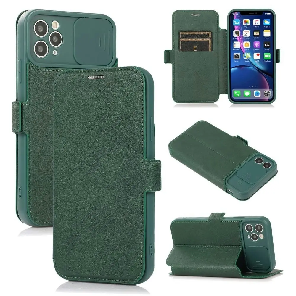 Card-Slot Phone Case With Slide Camera Cover For iPhone 6/7/8/11/12/13