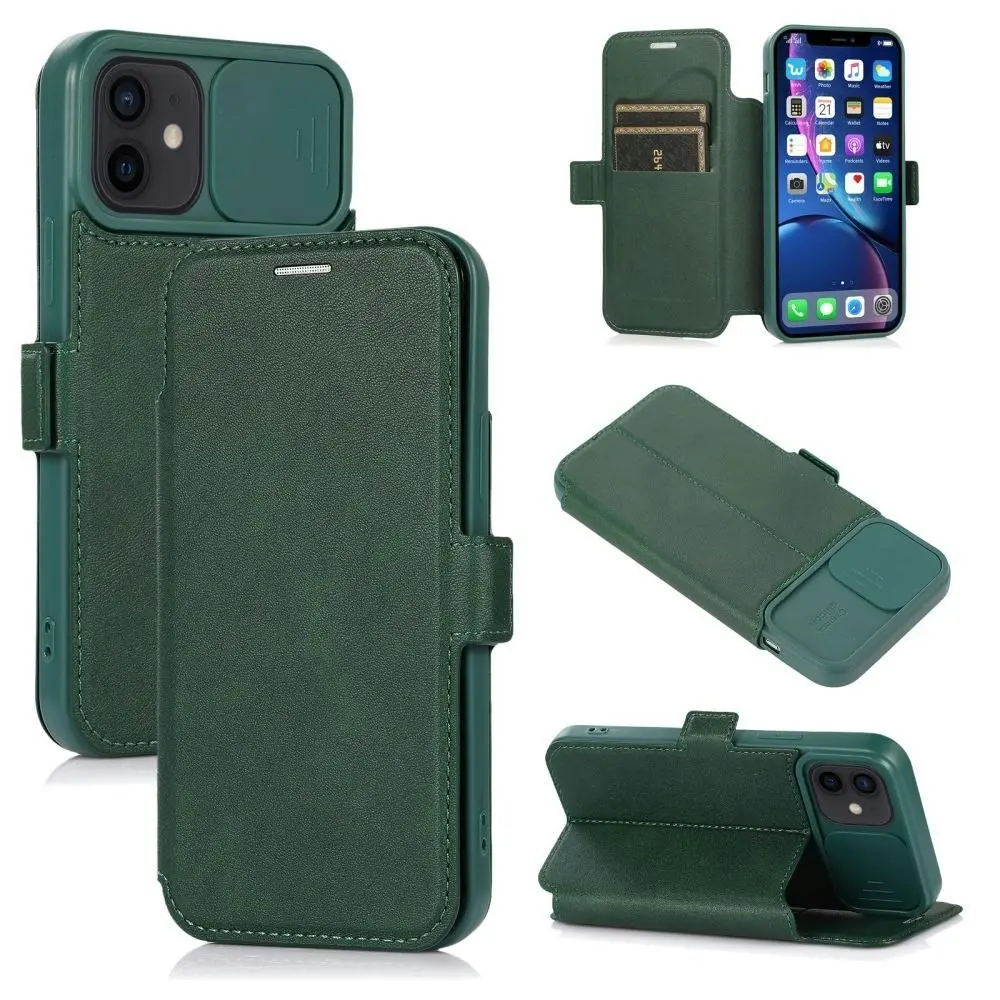 Card-Slot Phone Case With Slide Camera Cover For iPhone 6/7/8/11/12/13