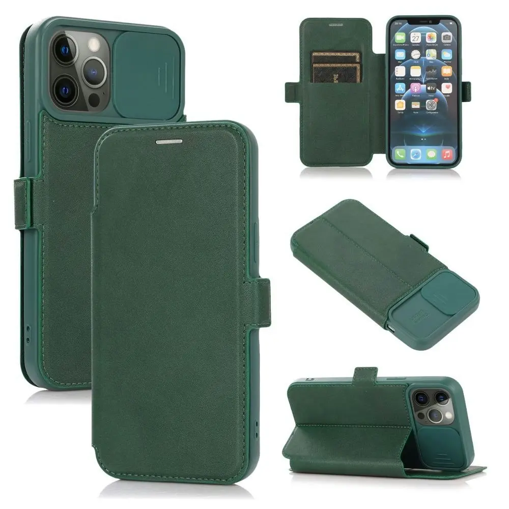 Card-Slot Phone Case With Slide Camera Cover For iPhone 6/7/8/11/12/13