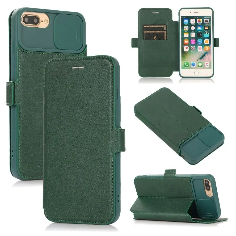 Card-Slot Phone Case With Slide Camera Cover For iPhone 6/7/8/11/12/13