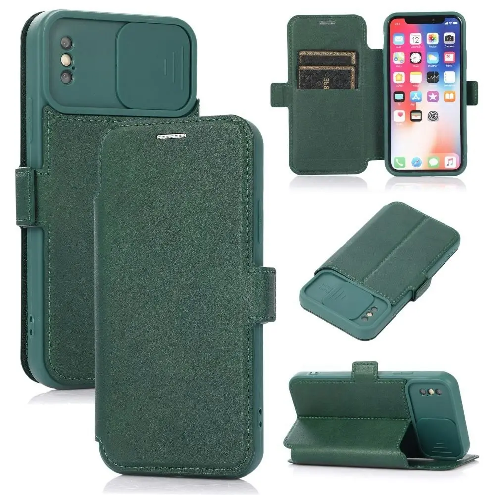 Card-Slot Phone Case With Slide Camera Cover For iPhone 6/7/8/11/12/13