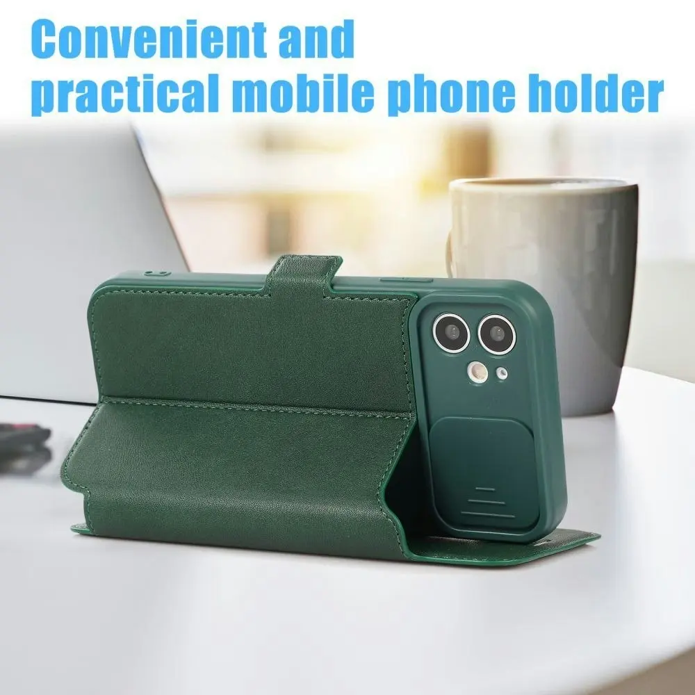 Card-Slot Phone Case With Slide Camera Cover For iPhone 6/7/8/11/12/13